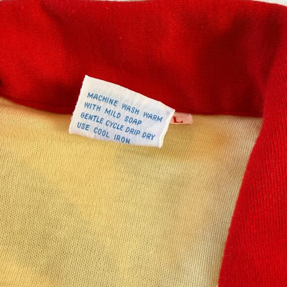 VTG 70s Queens Way to Fashion Polo Shirt Yellow Colorblock Women’s L Preppy - Picture 10 of 10